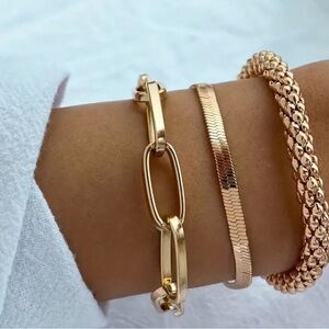 3pc vintage gold color snake bone chain